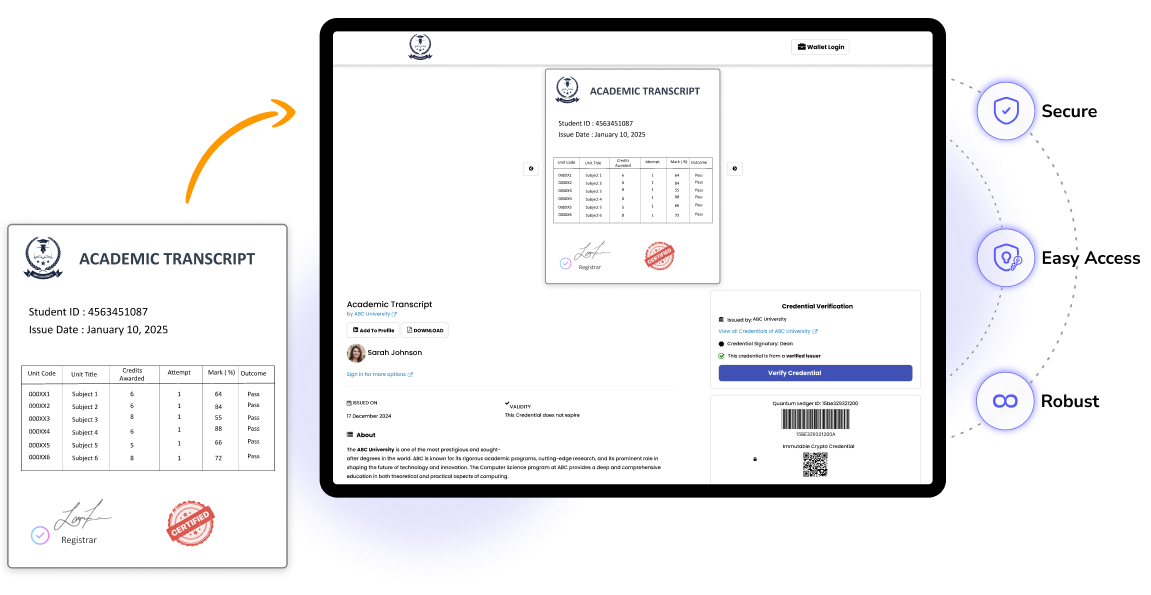 Verifiable Transcript Management Software For Universities